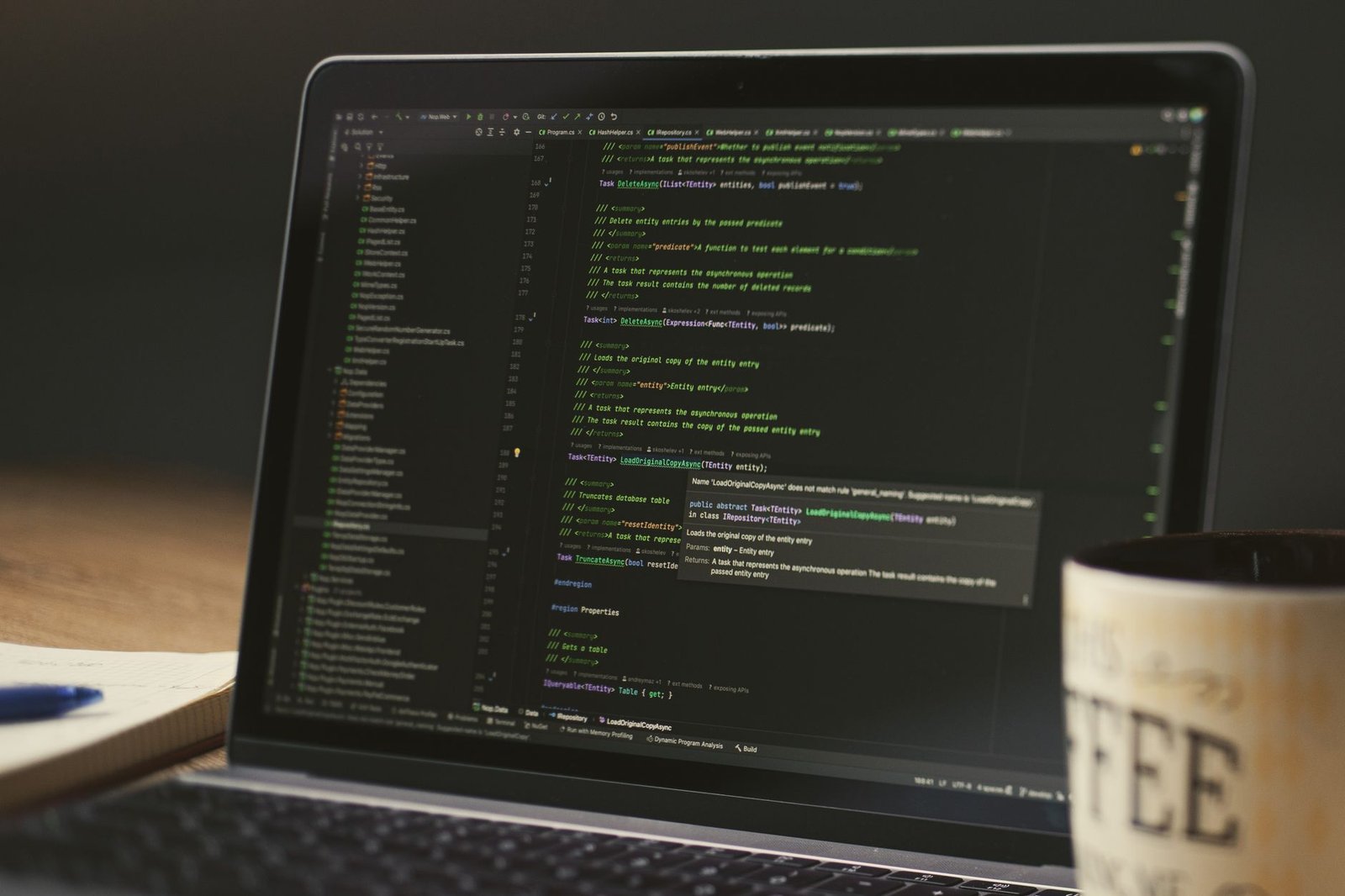 Screenshot of a modern code editor interface showing file structure and code.