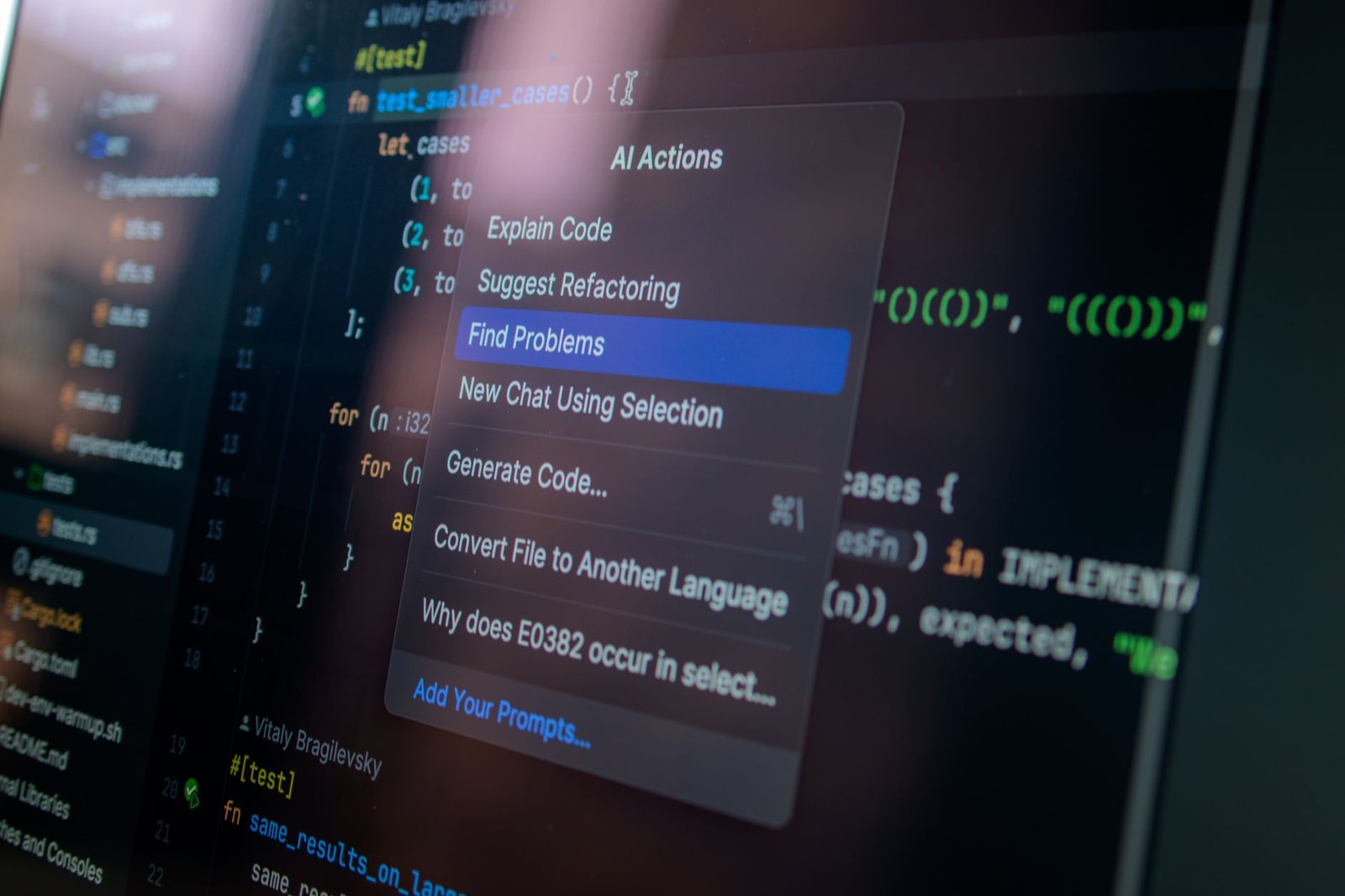 Screenshot of GitHub Copilot suggesting code within a Visual Studio Code editor.