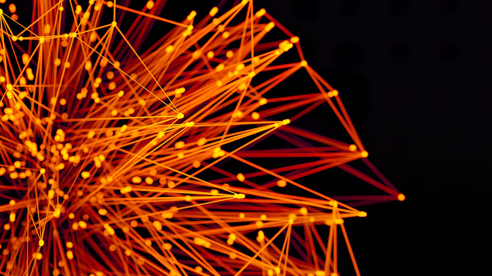 Futuristic artificial intelligence neural network representation on display.