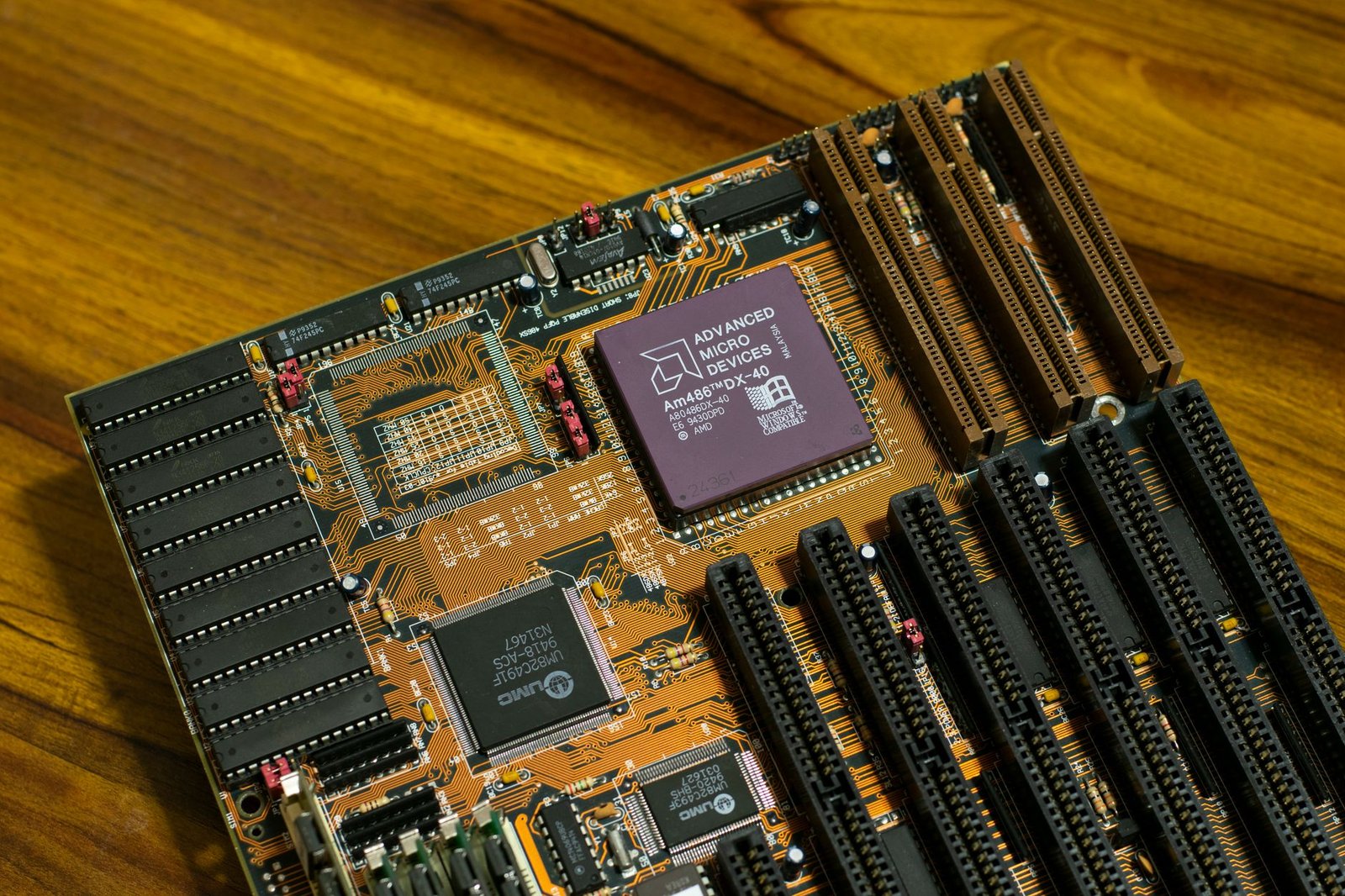 Close up view of an M.2 NVMe SSD slot on a desktop PC motherboard