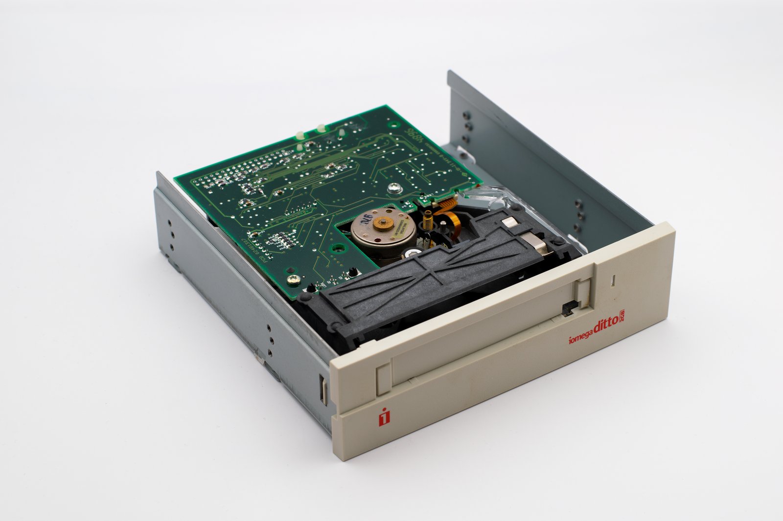 Close-up view of computer internals, highlighting storage connections.