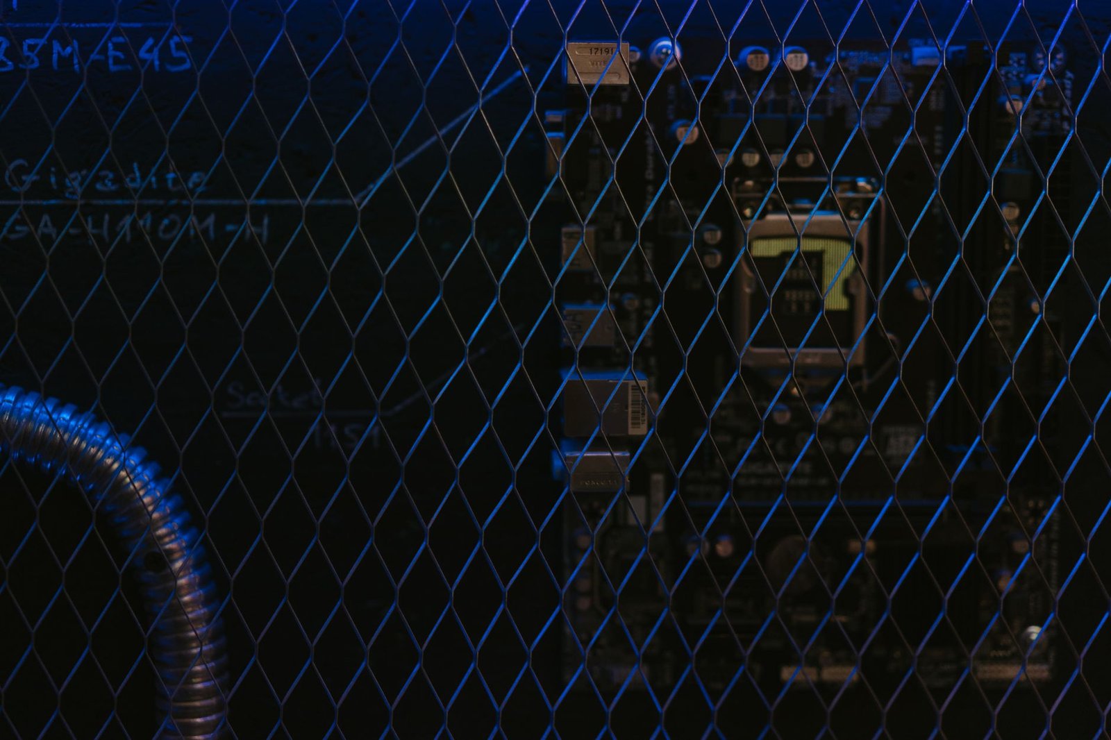 Detailed view of a high-performance computer motherboard with multiple slots.