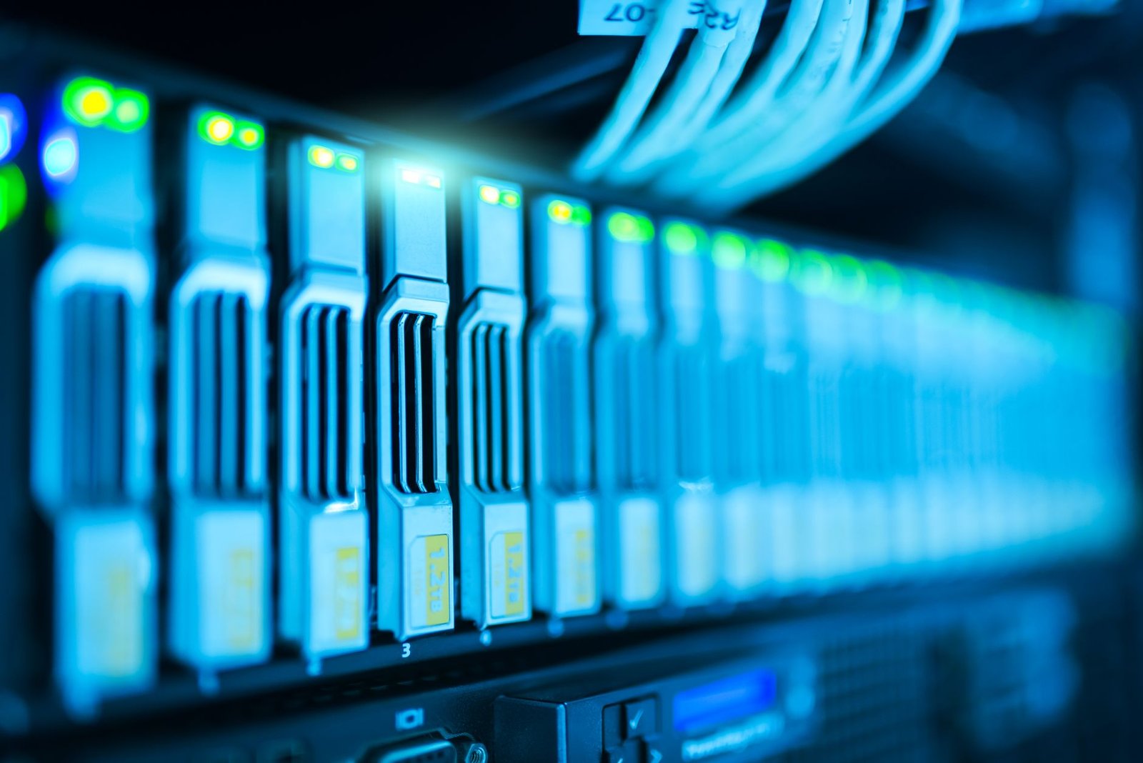 Vast data center filled with rows of high-performance servers